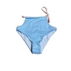 Shein Swimwear Small High Waist Bottom Blue Side Tie Bikini Swim Bathing Suit